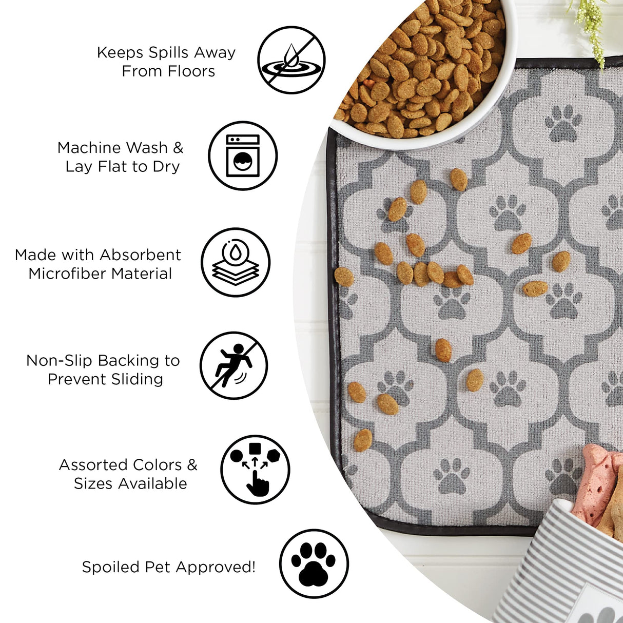 Bone Dry Machine Washable, Ultra Absorbent Pet Mat, 12x18, Rose/Off-White Lattice