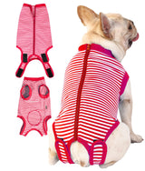 Sychien Dog Red Recovery Suit for XXX-Large Female Spay,Male Dog Surgery Suit,Narrow Red-White 3XL