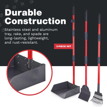 Load image into Gallery viewer, Pawler Pooper Scooper for Large Dogs, Small Dogs and Horses, Metal Poop Scooper Set with Long Handle Rake, Spade and Tray for Yard, Grass, Dirt or Gravel, Heavy Duty Aluminum Poop Picker Upper
