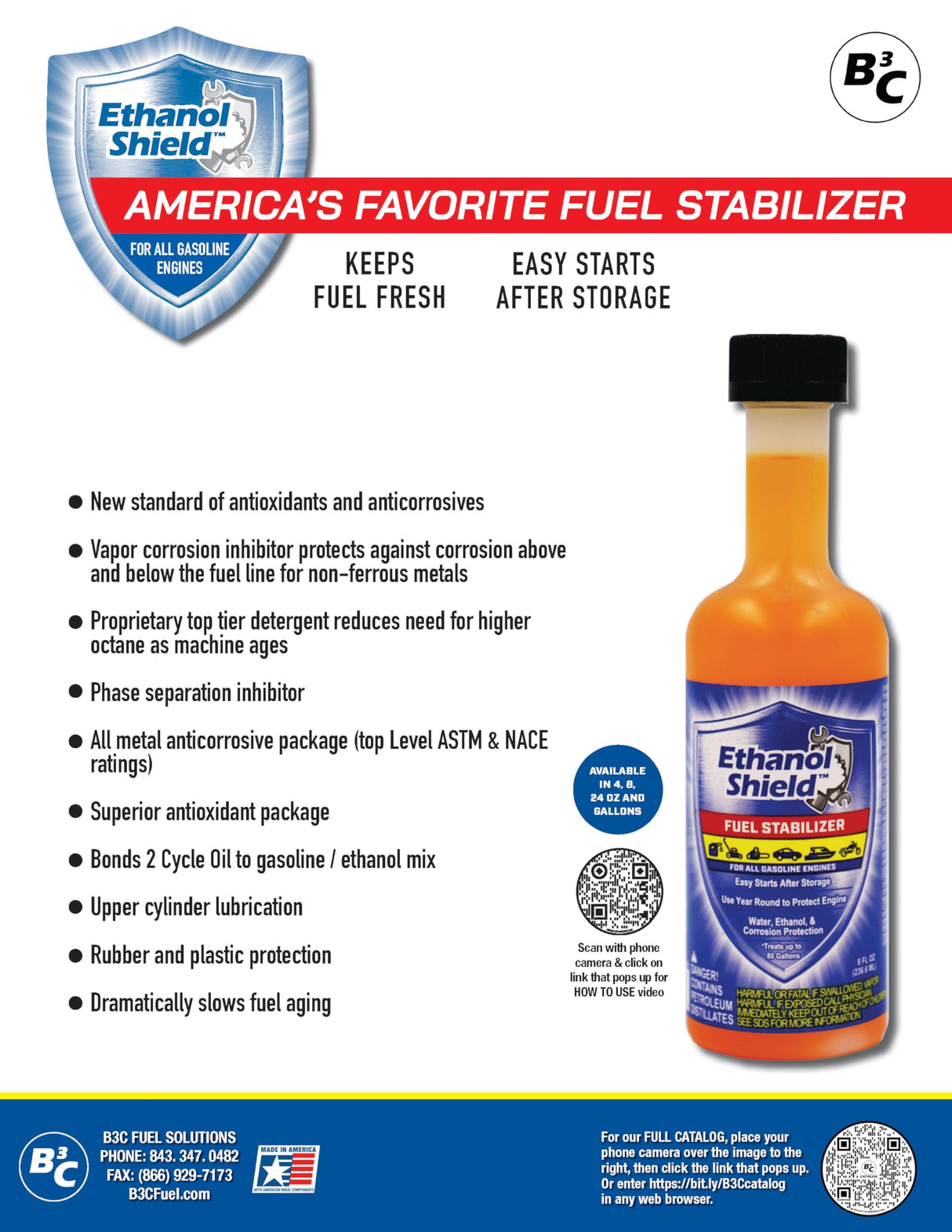 Ethanol Shield Fuel Stabilizer, 24 oz (2 Pack) Keeps Fuel Fresh, Gasoline Treatment Fuel Additive That Protects Fuel System, Gas Stabilizer for Fuel Storage, Antioxidant and Anticorrosive