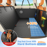 QUIBBLICK Back Seat Extender for Dogs, PU Leather Hard Bottom Truck Dog Seat Cover for Back Seat, Waterproof Pet Hammock Bed for Car with Side Flap, High Barrier Truck Pet Back Seat Covers