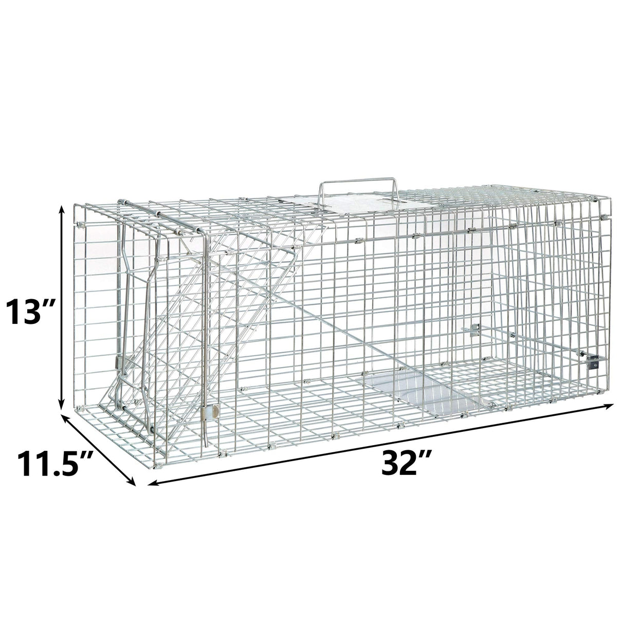 ANT MARCH Live Animal Cage Trap 32"x11.5"x13" Steel Humane Release Rodent Cage for Rabbits, Stray Cat, Squirrel, Raccoon, Mole, Gopher, Chicken, Opossum, Skunk, Chipmunks, Groundhog
