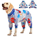 LovinPet Dog Pjs, Wound Care, Surgery Recovery Clothes, Large Pitbull Pajamas, Lightweight Stretchy Jersey Knit, Galaxy World Gray Print, Big Dog Jammies,UV Protection, Pitbull Pajamas, Pet PJ's, 2XL