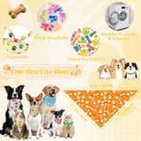 Cresue 100 Pcs Funny Dog Bandanas Bulk Cute Pet Scarves Paw and Bone Print Adjustable Bibs for X-M-L Dogs Washable Daily Puppy Kerchief for Groomers Shelters