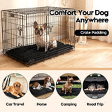 MABOZOO Chew-Proof Dog Bed with Metal Rivets, Durable Kennel Mat for Aggressive Chewers, Waterproof Crate Pad with Shredded Foam Fill for Medium Dogs (Indoor/Outdoor Use)