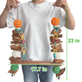 unimaxlink 3-in-1 Parrot Toys Natural Coconut Fiber Parrot Hammock (Swing + Perch + Chew Toy) Natural Bird Perches for Medium Large Birds - 23" Bird Toys for Parrots Stand