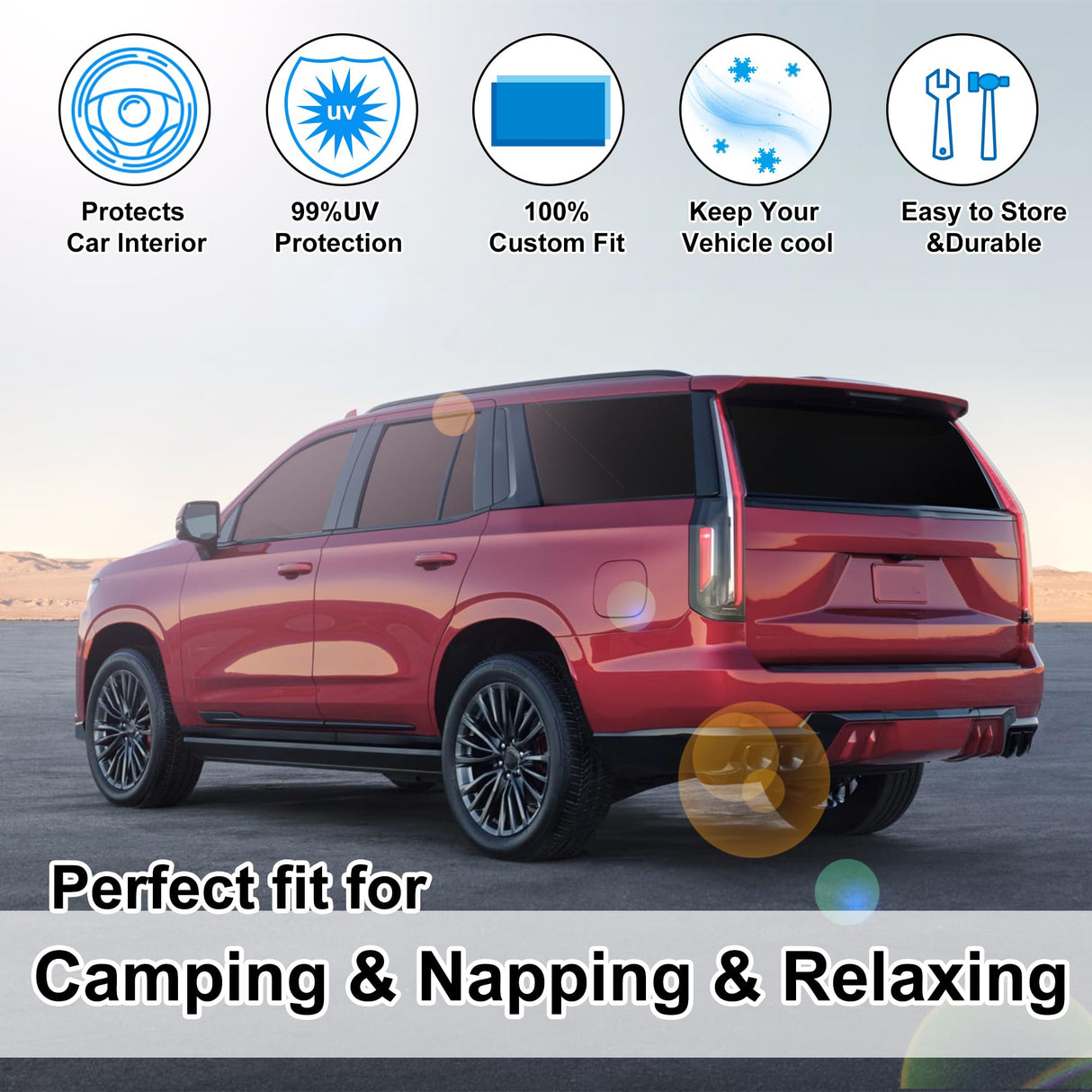 TINGLU Window Shades for Cadillac XT6 2020-2025 Accessories Side Full Windows Windshield Sun Shade Sun UV Rays & Privacy Protection for Camping,Napping,and Relaxing 8PCS