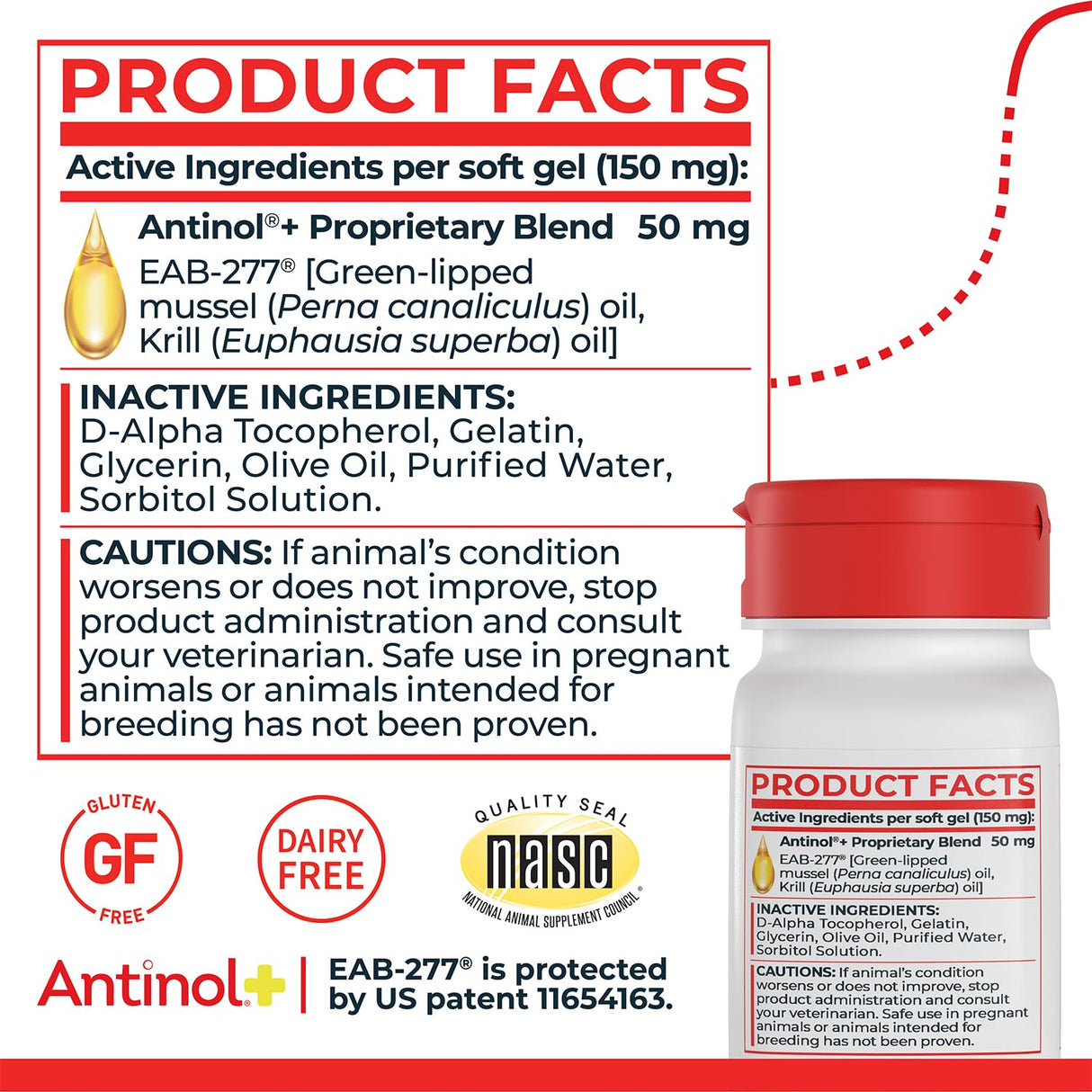 Antinol Plus, Mobility, Hip, and Joint Supplement for Dogs, Green-Lipped Mussels and Krill Oil - Dog Joint Supplement, Better and Faster Than Glucosamine and Chondroitin, 120 Soft Gels