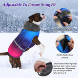 Dogcheer Warm Dog Coat, Waterproof Dog Winter Jacket Christmas Puppy Cold Weather Coats with Buckle, Reflective Adjustable Pet Snow Jacket for Small Medium Large Dogs - Gradient Blue-red, 3XL