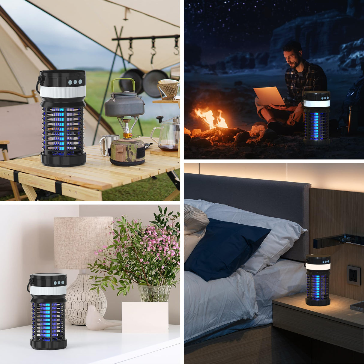 Solar Bug Zapper Outdoor,Cordless Rechargeable Mosquito Zapper, 4200V High Power,45000Hrs Working Life,IP66 Waterproof,Electric Fly Zapper Zapper for Outdoor Home Garden Patio Backyard