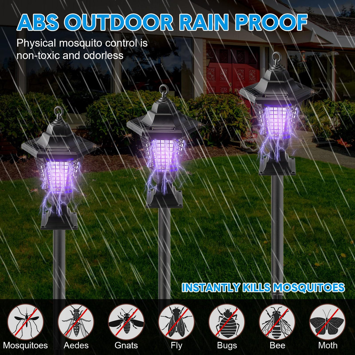 4 Pack Solar Bug Zapper Outdoor Waterproof Mosquito Zapper Outdoor Mosquito Repellent Trap Solar Powered Bug Lights for Outside Fly Mosquito Killer Outdoor for Home Camping Backyard (Elegant Style)