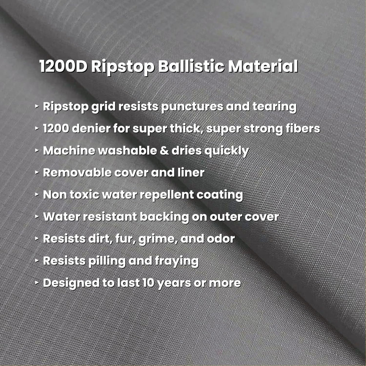 K9 Ballistics Tough Ripstop Orthopedic Crate Bed - Thick, Durable XL Kennel Pad with Washable Cover for Extra Large Dogs, 47 x 29 fits 48” Wire Crate, Obsidian Black