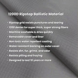 K9 Ballistics Tough Ripstop Orthopedic Crate Bed - Thick, Durable XL Kennel Pad with Washable Cover for Extra Large Dogs, 47 x 29 fits 48” Wire Crate, Obsidian Black