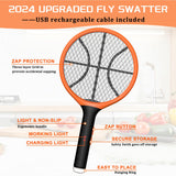 LUOJIBIE Electric Fly Swatter, Bug Zapper Racket Rechargeable Mosquito Zapper Handheld Fly Zapper with Hanging Ring for Home Indoor Outdoor, Large Size-1 Pack