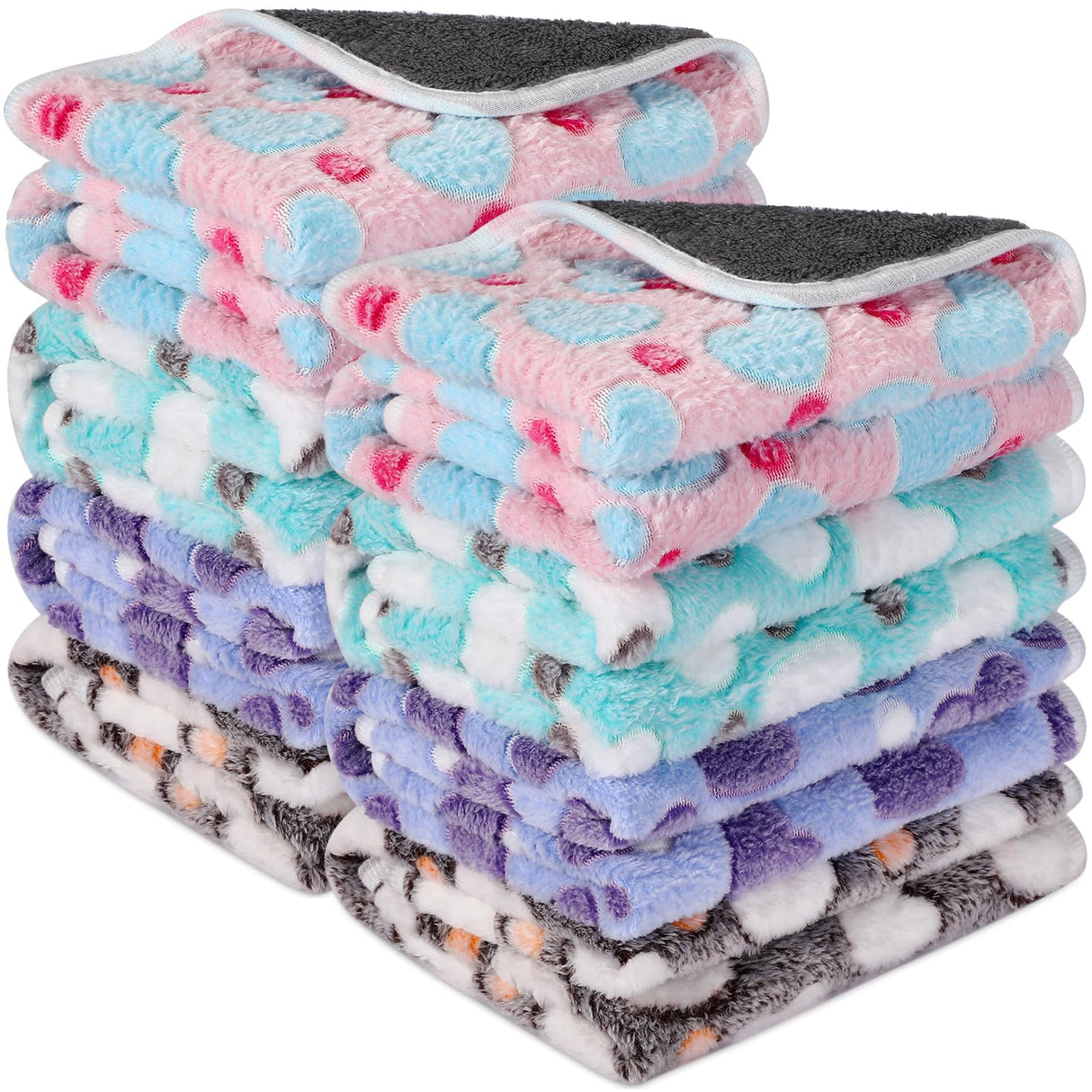 Tudomro 8 Pcs Guinea Pig Blankets Absorbent Washable Animal Fleece Bedding Cage Liners Waterproof Reusable Pet Pee Sleep Mat Pad Cover for Chinchilla Hamster Ferret(Heart,47 x 24 Inch)