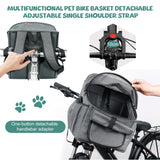 Dog Bike Basket, Soft-Sided Dog Bike Carrier Backpack, Cat Bicycle Basket, Multifunctional Pet Bike Basket Detachable Adjustable Single Shoulder Strap, Foldable Pet Travel Bag for Small Cats and Dogs