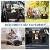 GL GLENSLAVE Dog Car Seat for Small Medium Dogs, Memory Foam Dog Booster Car Seat for Pets Under 35 lbs, Anti-Slip Pet Carseat with 2 Adjustable Leashes, Elevated Dog Travel Bed with Storage Pockets