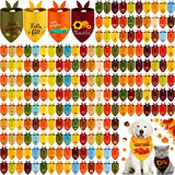 Clysee 100 Pcs Fall Thanksgiving Dog Bandana Bulk with Sayings Pet Triangle Scarf Bibs Washable Puppy Kerchief Adjustable Grooming Supplies for Small Medium Large Dog Cat Costume Accessories