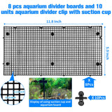 8pcs Fish Tank Divider with 10 pcs Suction Cups DIY Adjustable Aquarium Divider Filter Bottom Fish Tank Isolation Board Egg Crate