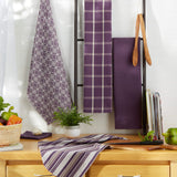Assorted Woven Kitchen Set, Dishtowel, 18x28, Dishcloth, 13x13, Eggplant, 5 Piece