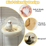 Jevnd Bird Nest for Cage Bite-Resistant, Washable Clear Observation Small Bird House Hanging, Warm Birds Bed Plush Hut, Parakeet Nest to Lay Eggs Breeding Sleeping for Parrot Budgie Lovebird Canary