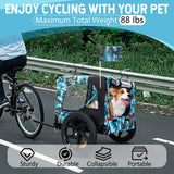 Anwick Dog Bike Trailer, Heavy Duty Dog Trailer for Bicycle, Cart Pet Bike Carrier with 3 Doors, 16" Wheels, Flag, Collapsible to Store, Pet Cart Bicycle Carrier for Small and Medium Pets (Blue)