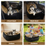 RUONARIER Dog Car Seat for Small Dogs,Medium Dog Car Bed with Detachable Washable Cover,Pet Puppy Booster Cars Seats with Safety Belt Up to 30 lbs(Black V)