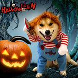 Pet Deadly Doll Dog Costume - Funny Halloween Chucky Outfit for Small, Medium, Large Dogs, Cats, Puppies - Cute Party Cosplay Dress Up - Scary Spooky Kitty Apparel
