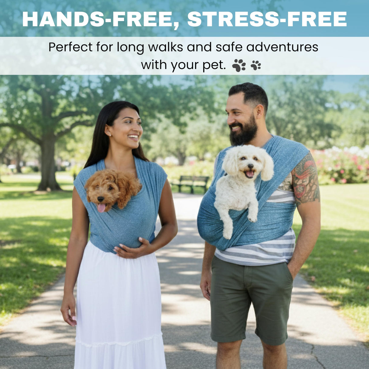Pet K’tan Anti Anxiety Wearable Cat & Dog Carrier – Hands-Free Front Facing Adjustable Pet Cuddler Sling for Small to Medium Pets & Puppies up to 20 lbs | Pawquamarine | X-Small