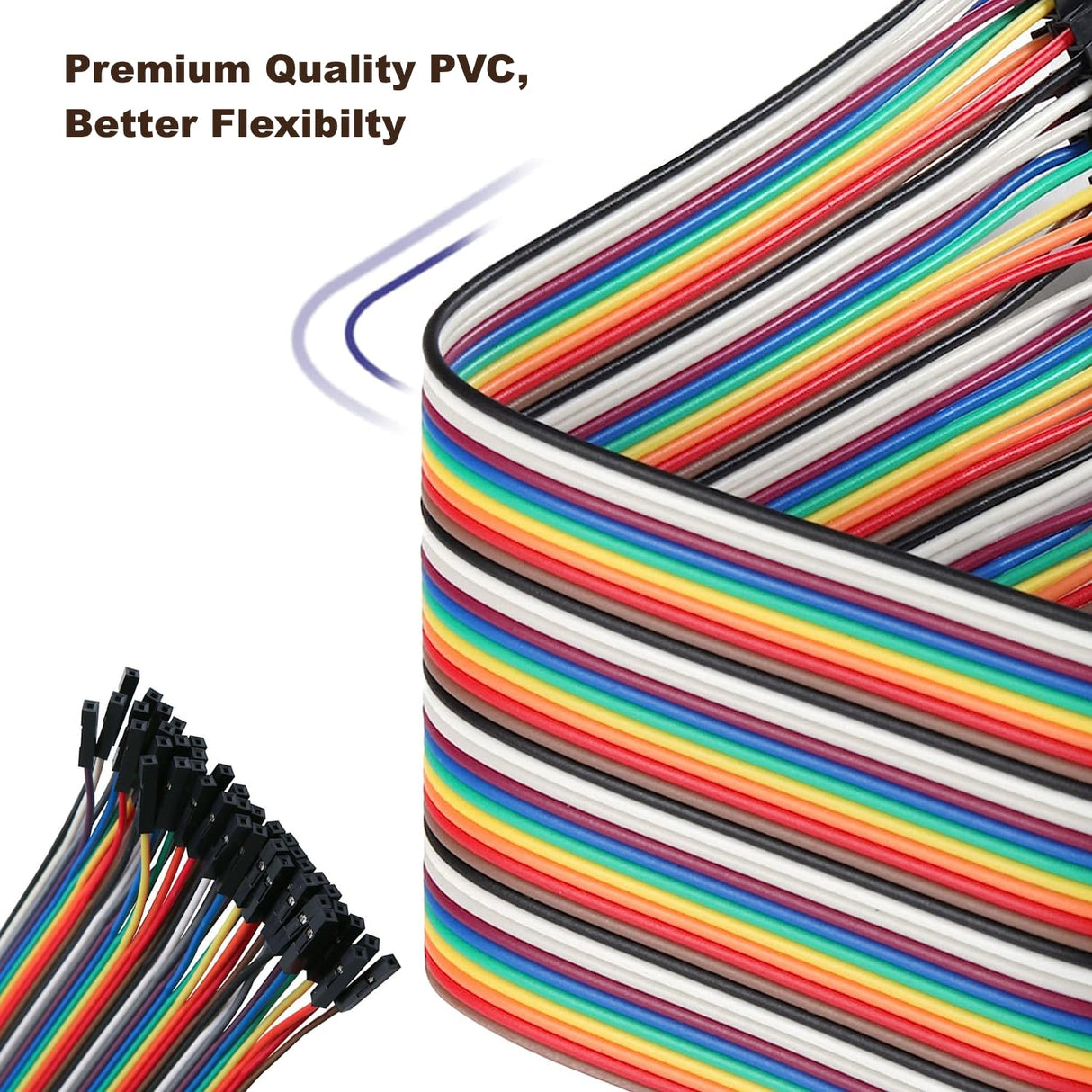 40pcs 20 cm (8 inch) Female to Female Multicolored Dupont Wire Breadboard Jumper Ribbon Cables Compatible with Arduino Projects(F/F)