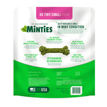 Load image into Gallery viewer, Minties Dog Dental Bone Treats, Tiny/Small Dental Dog Treats, Clean Teeth, Fight Bad Breath, Removes Plaque and Tartar, 80 Count
