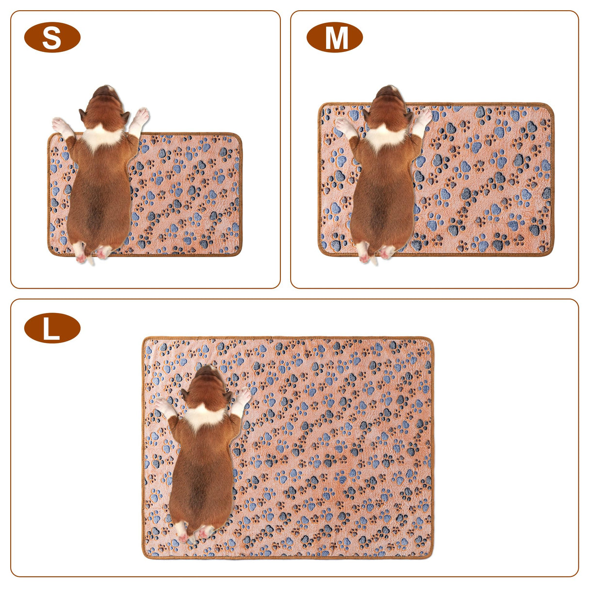 1 Pack 3 Blankets Super Soft Fluffy Premium Fleece Pet Blanket Flannel Paw Printed Throw for Dog Puppy Cat (Large 41x31'', Beige, Grey, Navy)