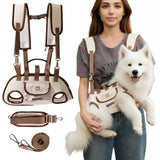 GQIRIL Dog Sling Backpack Carriers - Adjustable Pet Lift Harness Gear, Breathable Dogs Carrying Lifting with Traction Leash Shoulder Straps and Treat Bag for Walking Hiking Travel (XL, 18-23lbs)