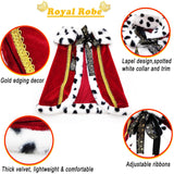 Pet Cloak King Dog Cape Robe Cute Halloween Christmas Cat Costume Queen Clothes Lux Fur Royal Cape Prince Princess Outfit Birthday Dress Small Large Dog Halloween Costume (Crimson, Large)