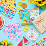 Sweetude 100 Pieces Hawaiian Dog Bandanas Bulk,Summer Bandanas for Dogs Fruit Flamingo Palm Leaves Pattern Pet Triangle Scarf Puppy Kerchief Bibs for Medium Small Pets Summer Costume Accessories