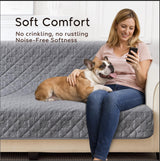 Waterproof 4 Seater Couch Cover for Dogs, Paw Print Quilted Blanket for 4 Cushion Sofa and Bed, Pet Hair Resistant, Skin-Friendly, Scratch Proof, Washable Sofa Seat Protector, 30x90 inch, Grey