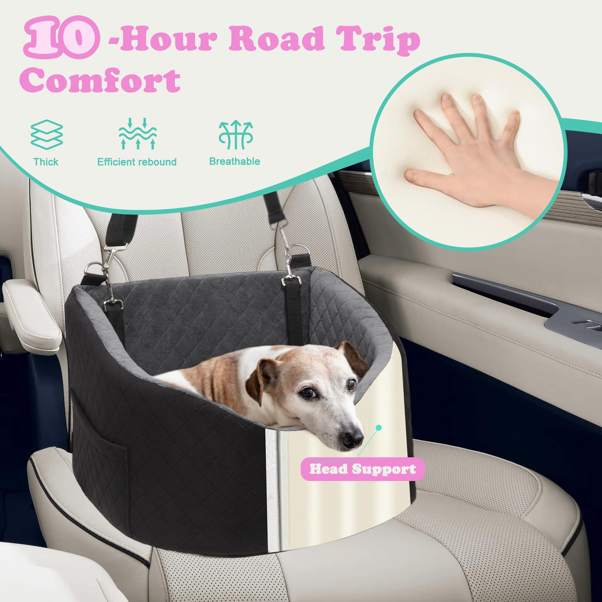 iPetba Dog Car Seat for Small & Medium Dogs - Crash-Protective, Non-Slip, Protects Car Interior, Detachable & Washable