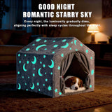 Pelemee Indoor Dog House, Night-Luminous Star Dog Tent with Frame, Washable Dog Cave Bed, Suitable for 18-40 lb Small and Medium Dog