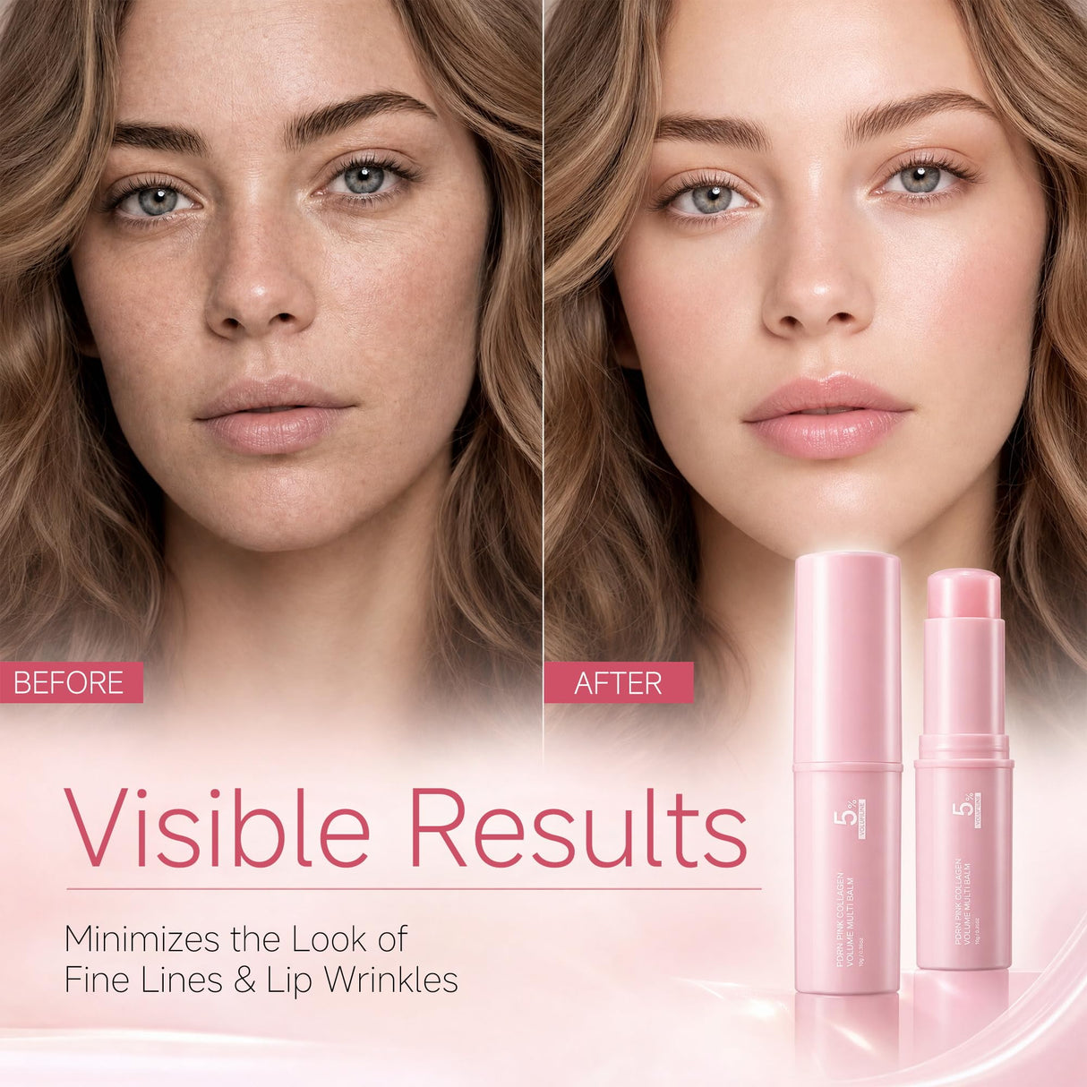 PDRN Pink Collagen Volume Multi Balm Stick, K-Beauty Volufiline Balm with NAD+ & Peptide, Korean Skincare Stick for Face, Neck, Lips and Smile Lines, Collagen Plumping Balm for Dewy Glow (1 PC)