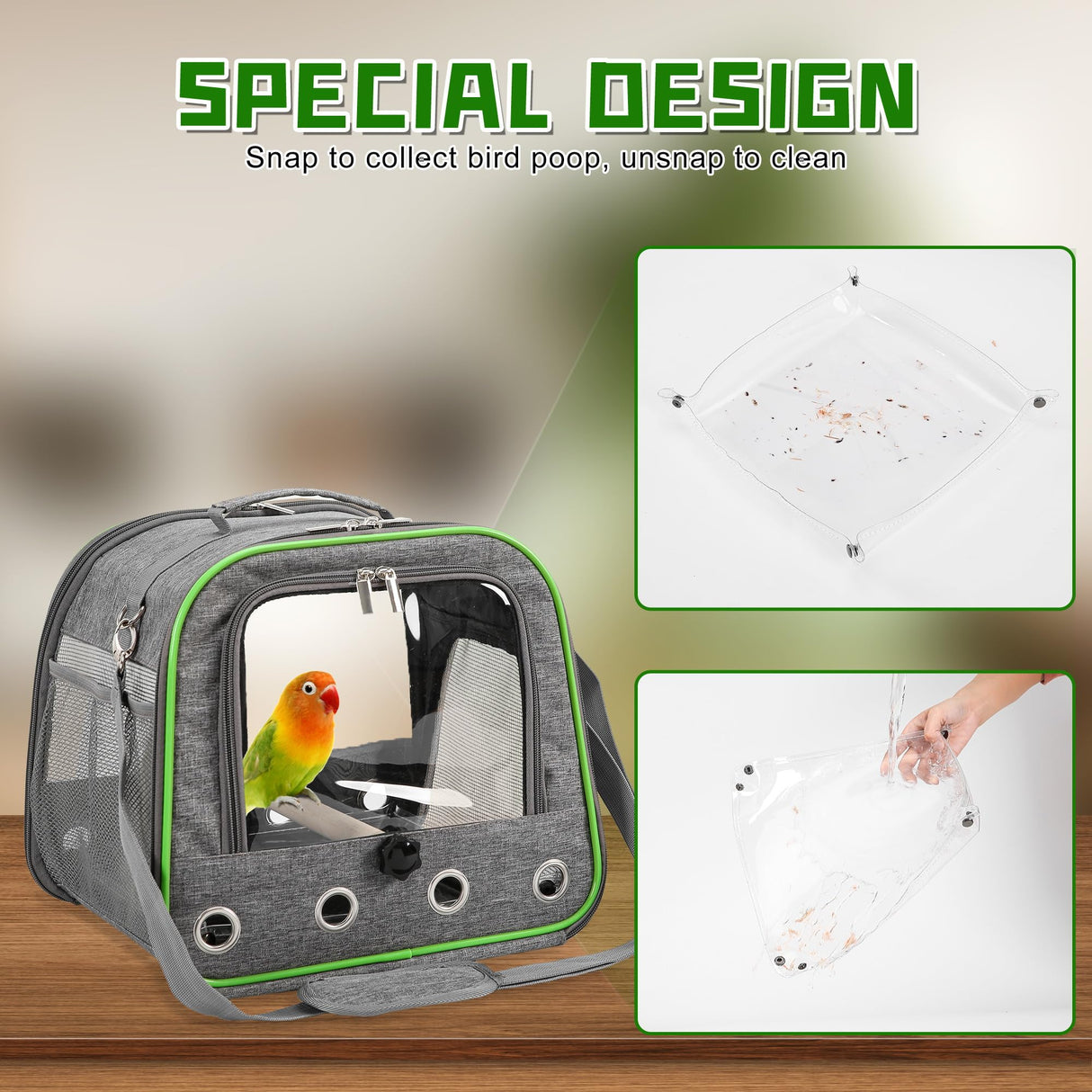 Suertree Upgraded Small Bird Carrier, Lightweight and Portable Travel Bird Cage with Stand and Easy Clean Tray, Parrot Parakeet Cockatiels Bird Travel Cage