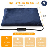 Toozey Pet Heating Pad, 6 Adjustable Temperature Heated Cat Bed with Timer, Waterproof Electric Heated Mat for Dogs and Cats, Chew Resistant Cord, Safe Indoor Use, 18x16in