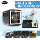 Mirapet Pet Carrier with Pad, 21.5" L x 12" W x 14" H - Collapsible Travel Kit for Small Cats & Dogs, Hard Plastic Wall Kennel for Indoor/Outdoor Use