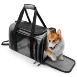 Pucewmy Pet Carrier for Small Dogs Cats, Up to 15Lbs, Airline Approved Collapsible Travel Puppy Carrier, 17x11x11 Inches, Grey
