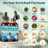 Oral Flea & Tick Support for Dogs and Cats, Natural Flea and Tick Prevention with Multivitamins - Flea Herbal Supplement Drops for Healthy Skin & Shiny Coat Support - All Breeds and Ages - Chicken