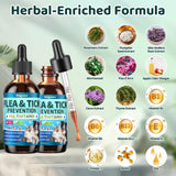 Oral Flea & Tick Support for Dogs and Cats, Natural Flea and Tick Prevention with Multivitamins - Flea Herbal Supplement Drops for Healthy Skin & Shiny Coat Support - All Breeds and Ages - Chicken
