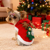 Dog Christmas Costume Funny Dog Christmas Outfit Cute Santa Hoodie for Small Medium Dogs with Reindeer Antler Hood for Cats Dogs Puppy Pets Holiday