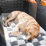 Fulltour Dog Car Seat Cover for Back Seat, Plaid Backseat Pet Bed Mat, Non-Slip Travel Dog Bed for Backseat Extenders, 24.8" x 54", Grey and White