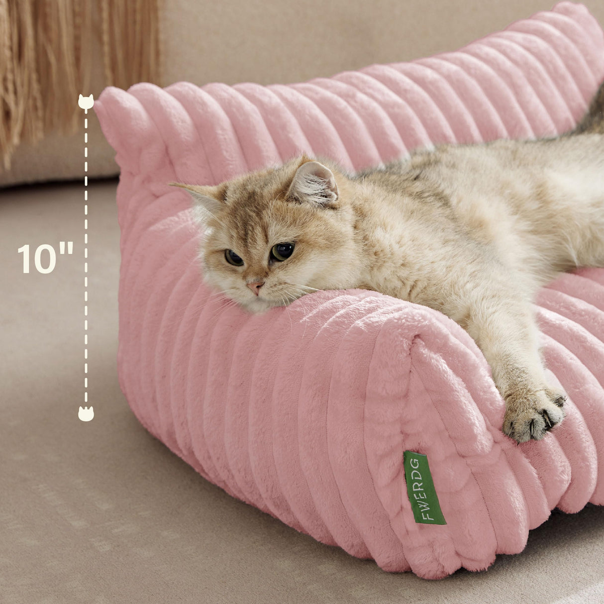FWERDG Cute Couch Bed for Pets, Supportive Cat Sofa for Indoor Cats, Medium Dog Sofa Bed for Medium Dogs, Pink, 30 inches