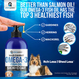 Omega 3 Fish Oil for Dogs - Better Than Salmon Oil - Dog Fish Oil Supplement to Reduce Shedding & Itching - Supports Joints, Brain, and Heart Health - Skin and Coat Supplement - Liquid Fish Oil