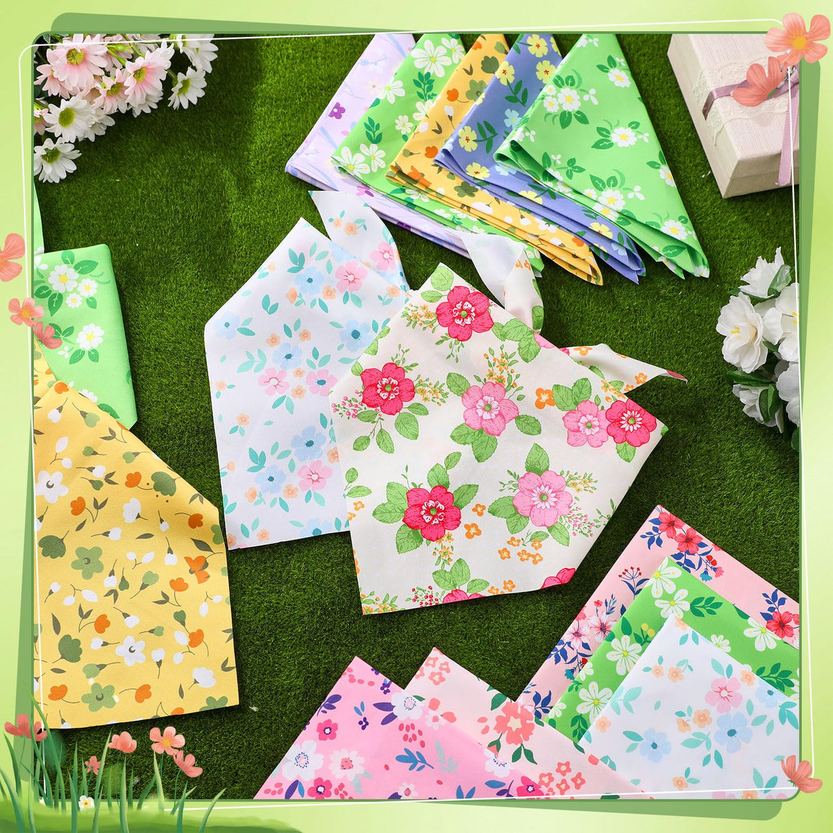 Jeere 200 Pcs Spring Dog Bandanas Bulk Floral Dog Bandanas for Dogs Triangle Kerchief Bibs Scarf Set for Pet Costume Photo Props Accessories Pet Shops Adoption Events, 25 Styles(25.6 x 17.7 x 17.7)